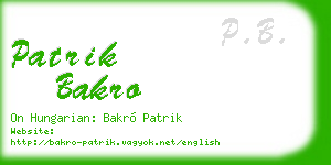 patrik bakro business card